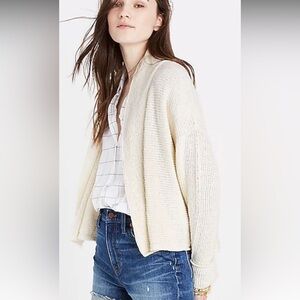 Madewell Sz Lg Shawl-Collar Crop Cardigan Sweater